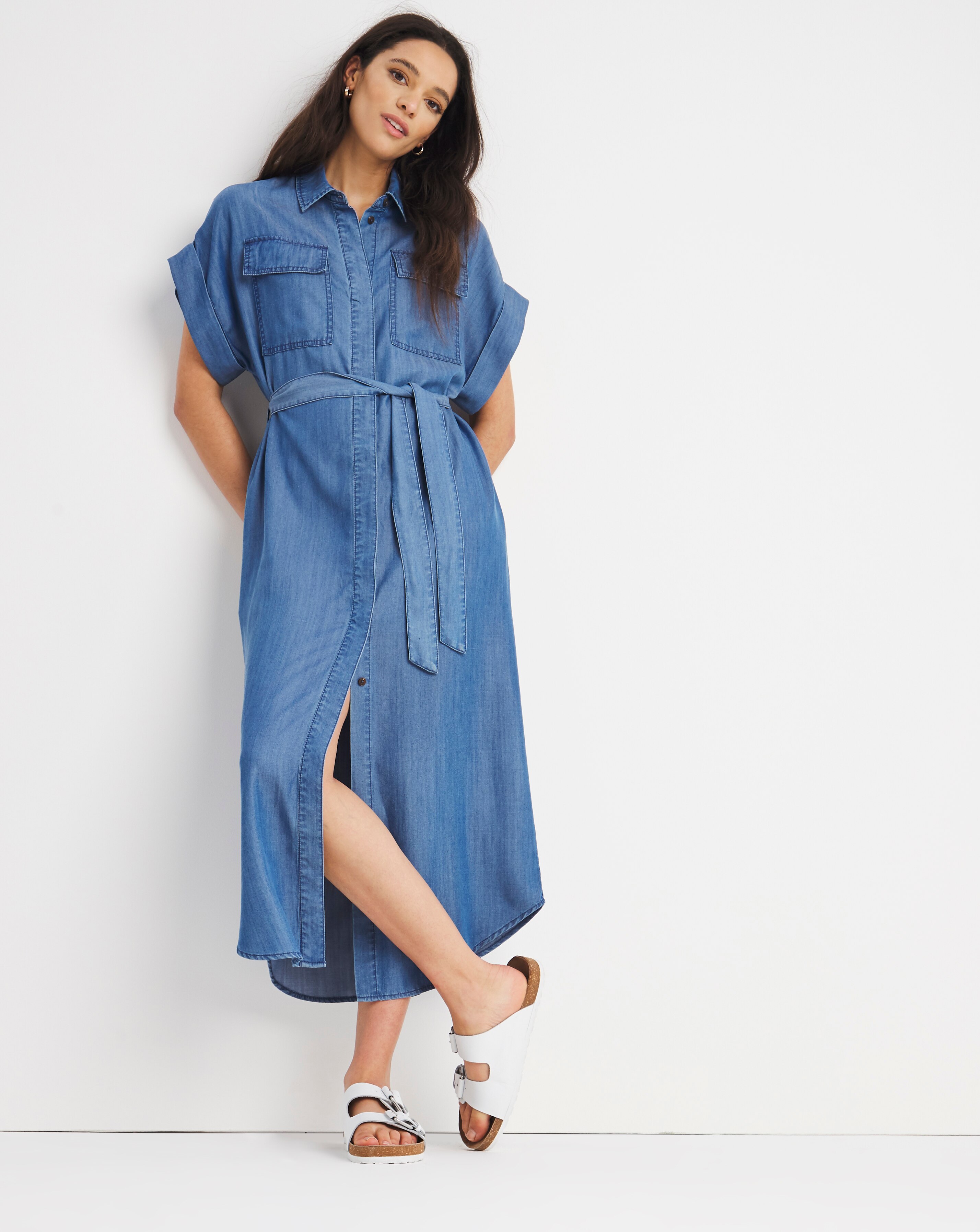 denim maxi shirt dress uk